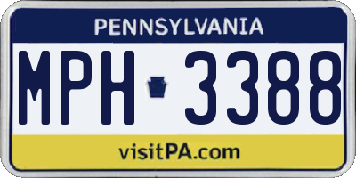 PA license plate MPH3388