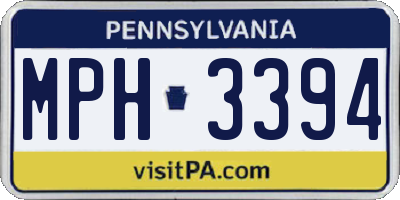 PA license plate MPH3394