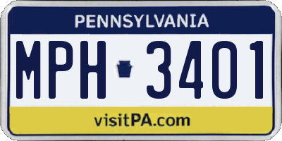 PA license plate MPH3401