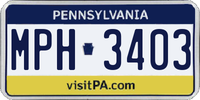 PA license plate MPH3403