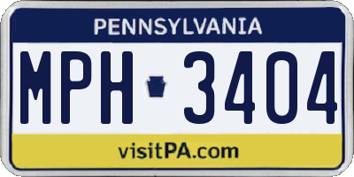 PA license plate MPH3404