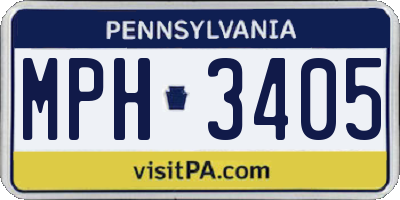 PA license plate MPH3405