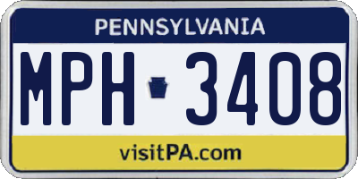PA license plate MPH3408
