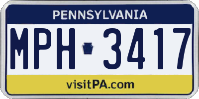 PA license plate MPH3417