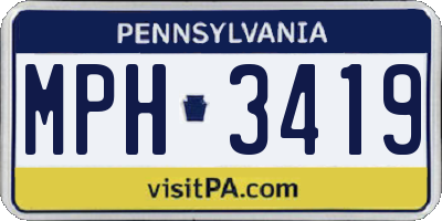 PA license plate MPH3419