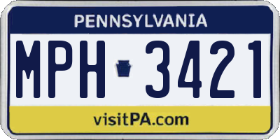 PA license plate MPH3421