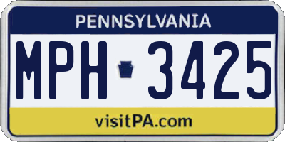 PA license plate MPH3425