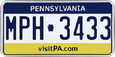 PA license plate MPH3433