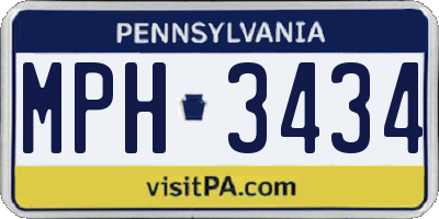 PA license plate MPH3434