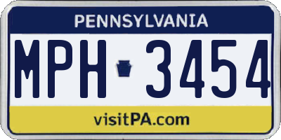 PA license plate MPH3454
