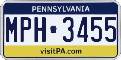 PA license plate MPH3455