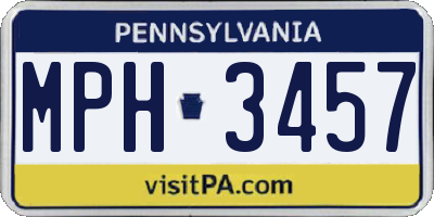 PA license plate MPH3457