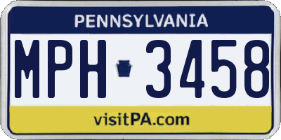 PA license plate MPH3458
