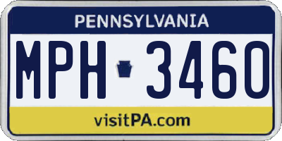 PA license plate MPH3460