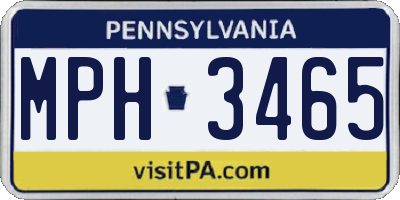 PA license plate MPH3465