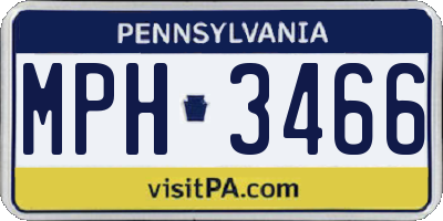 PA license plate MPH3466
