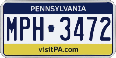 PA license plate MPH3472