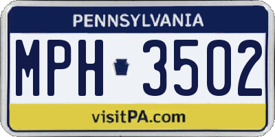 PA license plate MPH3502