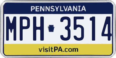 PA license plate MPH3514