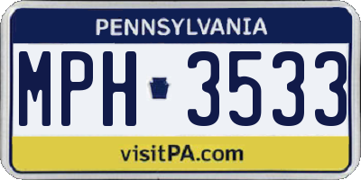 PA license plate MPH3533