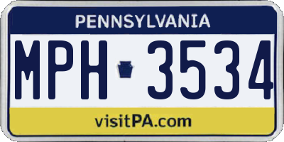 PA license plate MPH3534