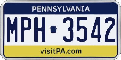 PA license plate MPH3542