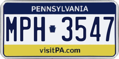PA license plate MPH3547