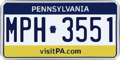 PA license plate MPH3551