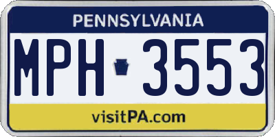 PA license plate MPH3553