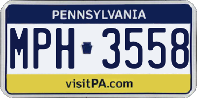 PA license plate MPH3558