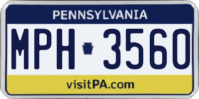 PA license plate MPH3560