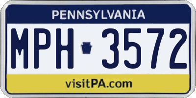 PA license plate MPH3572