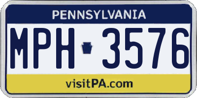 PA license plate MPH3576
