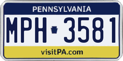 PA license plate MPH3581