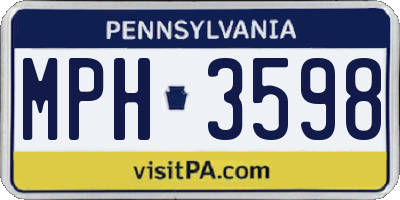 PA license plate MPH3598