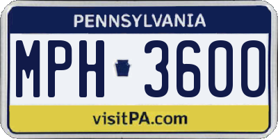 PA license plate MPH3600