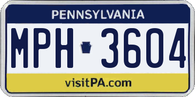 PA license plate MPH3604