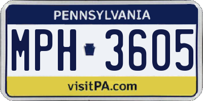 PA license plate MPH3605