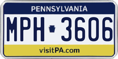 PA license plate MPH3606