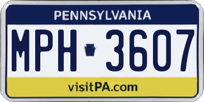 PA license plate MPH3607