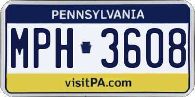 PA license plate MPH3608