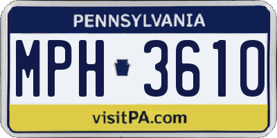 PA license plate MPH3610
