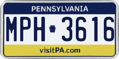 PA license plate MPH3616