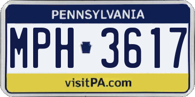 PA license plate MPH3617