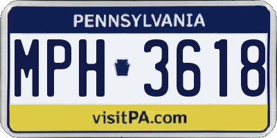 PA license plate MPH3618