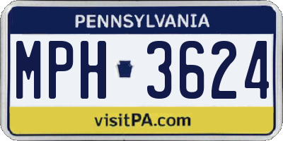 PA license plate MPH3624