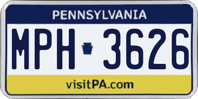 PA license plate MPH3626