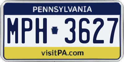 PA license plate MPH3627