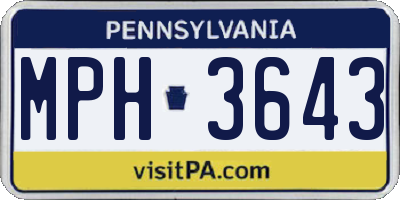 PA license plate MPH3643