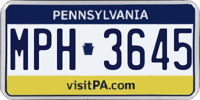 PA license plate MPH3645